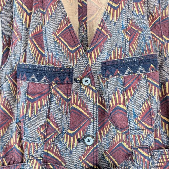 Anthropologie Elevenses Geo Print Safari Vest with Belt - Diamond Motif‎ - M - Picture 4 of 15